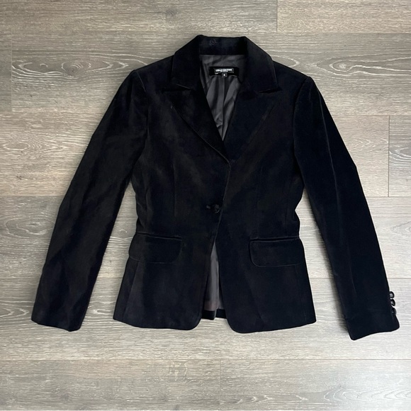 Ciello Couture Black Velvet Blazer Size 4 Jacket Women's Tailored academia goth - Picture 1 of 7